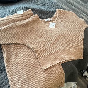 Camel 2 piece sweater set. Top and skirt.